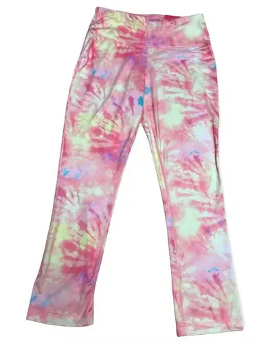 Zelos  Pastel Tie Dye Pink and Yellow Light Compression Crop Legging Med NWT - Image 1
