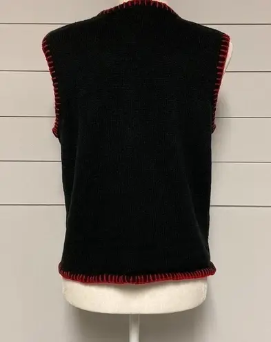 Signatures by Northern Isles Hand Embroidered Christmas Sweater Vest Black Size M