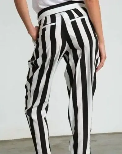 Sans Souci NWT Striped Lightweight Satin Feel Trouser Ankle Pant XL Black White