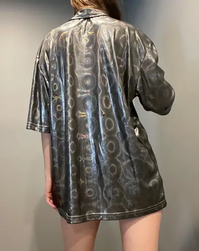 vintage cd print metallic tee Silver Size M