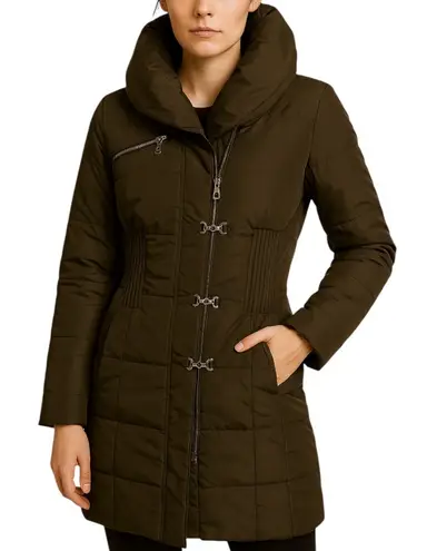 Max Mara Clasp Parka Jacket Winter Goose Down Puffer Mid Length Ruched Brown 8