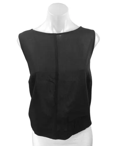 NEW Rene Lezard 100% Wool Womens Black Sleeveless Boatneck Tank Shirt Top Size S