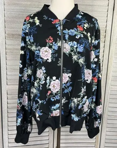 Bomber Jacket Lightweight Black/Multi Floral