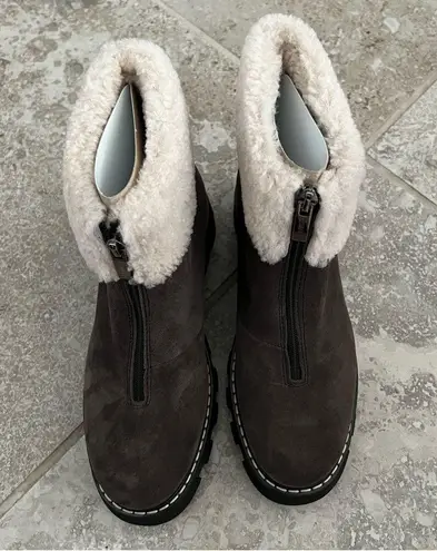 La Canadienne Abba Suede Shearling Waterproof, Brown Size 5M NEW Retail $585