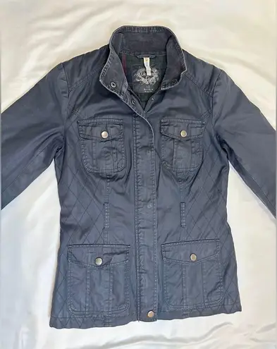 Pacific&Co Vintage 90s Denim . Spanish-Designed Bomber Cargo Utility Jacket - Navy - M