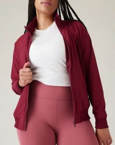 Athleta  L Brooklyn Bomber Jacket Cranberry Coffee Red Size Large - Image 1