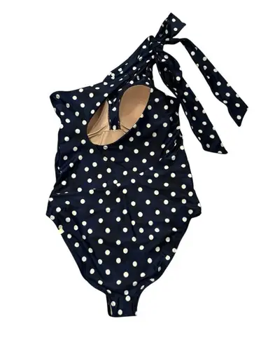 Summersalt Bow Shoulder Sidestroke One Piece Swimsuit Polkadot Navy, Sz 12