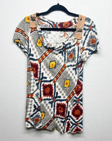 Tiny by Anthropologie Womens Top Small Cotton Aztec Festival Tribal Hippie Boho Gray