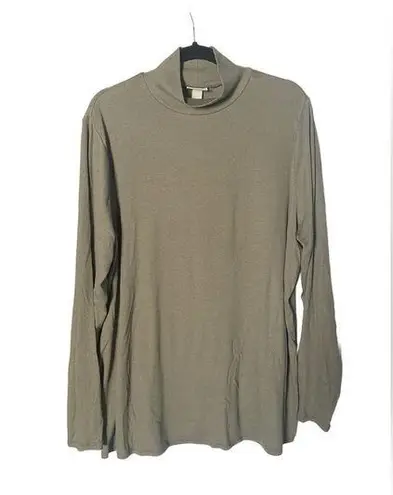 Ava & Viv  Womens Long Sleeve Ribbed Mock‎ Neck Shirt Green 2X (20W/22W)