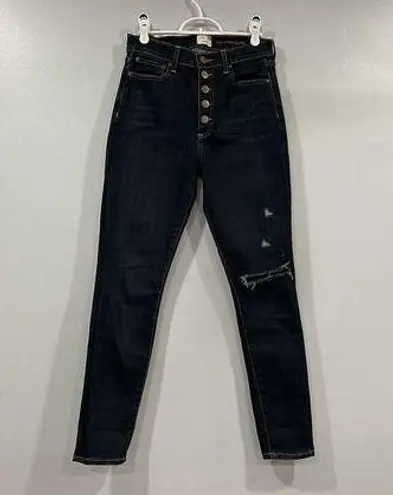 Alice + Olivia  Good High Rise Exposed Button Dark Wash Button Fly Skinny Jeans