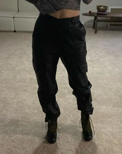 ZARA faux leather jogger fit pants. S
