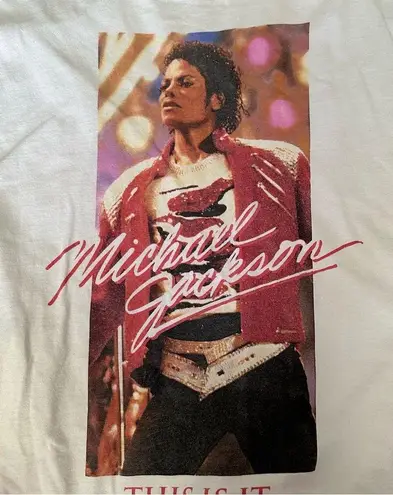 Vintage Reprint Michael Jackson This is It White Band Tee large
