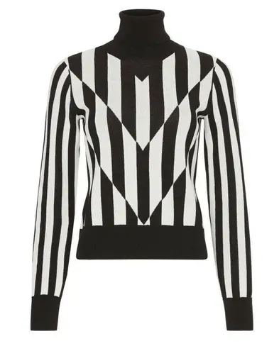 Saunders Collective Striped Sweater Black & White Referee Optical Illusion sz L