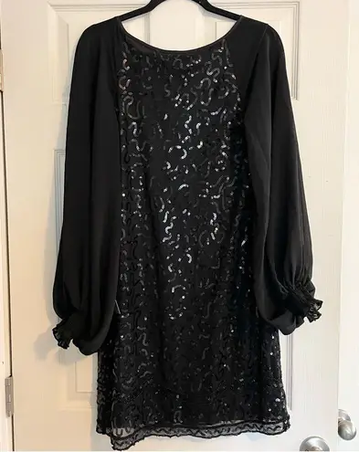 Pearl Georgina Chapman Marchesa NWT Sheer Lined Black Mini Dress Sequins Women 8