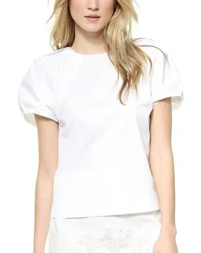 See By Chloe White Petal Puff Sleeve Cotton Poplin Top Size 8 NWOT