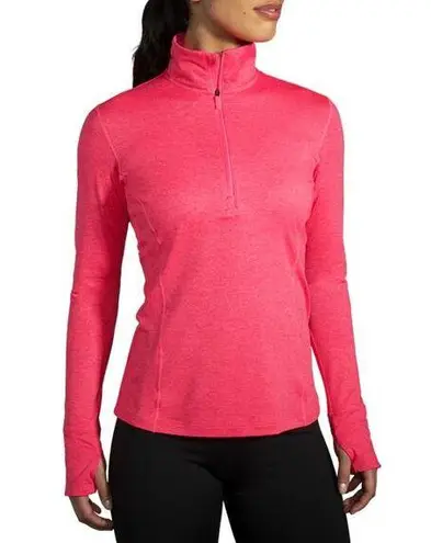 Brooks  Dash 1/4 Zip Running Shirt Long Sleeve Long Sleeve Thumb Holes Pink M