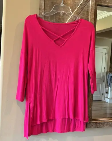 The Comfy Oversized Flowy Long Top Hot Pink Womens XS Roomy