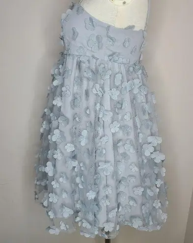 Storia  Monochromatic Gray Daisy Flower‎ Baby Doll Mini Dress Size Small