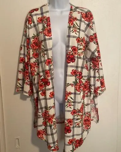 Lime n Chili Red Floral Open Cardigan