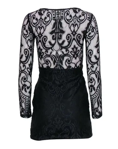 Alexis  Black Lace Goth Witchy Crewneck Long Sleeves Mini Dress Women’s Small