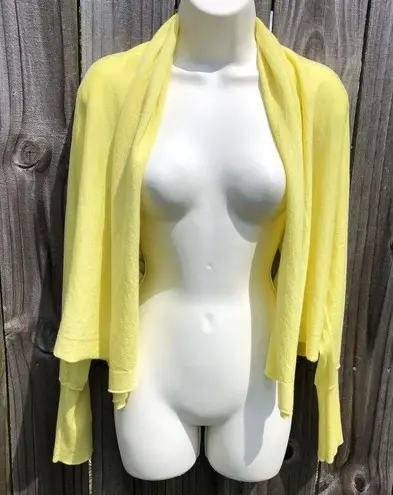 Carlisle  Collection Small Cashmere Cardigan Sweater Top Open Yellow Long Sleeve