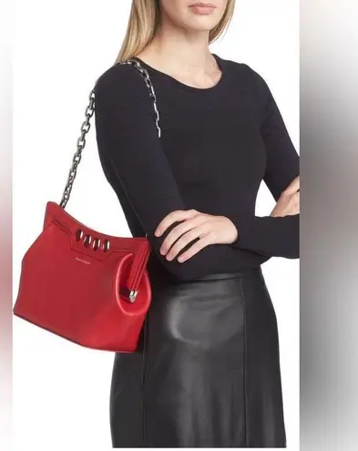 Alexander McQueen The Small Peak Leather Shoulder Bag, brand new Red,$3600