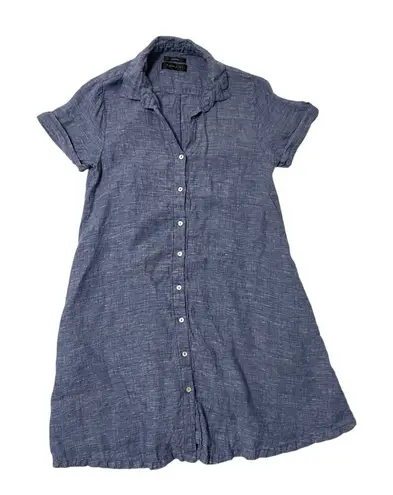 Tahari 100% Linen Shirt Dress Button Down Pockets Coastal Blue size XS