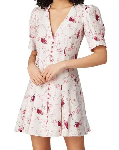 CHELSEA AND WALKER Women's White Pink Floral Button Front Mini Dress Size 4