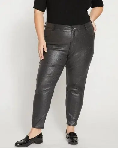 Universal Standard Jeans Seine High Rise Skinny Jeans in Shimmer Black Sz 14 EUC