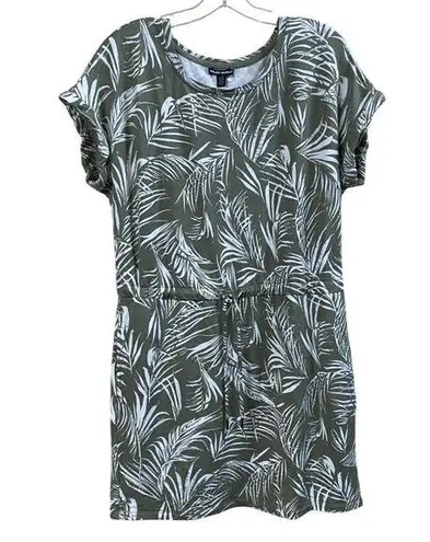 Hilary Radley Green White Palm Drawstring Tshirt dress - L