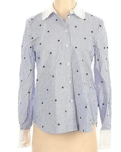 Kate Spade  Stars and Stripes Blue Striped Star Button Up Shirt Broome Street Med