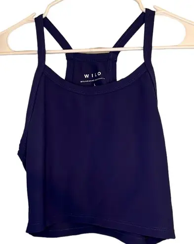 womens wilo blue cropped ribbed activewear tank top running activewear athletic Size L