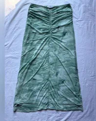 House of Harlow 1960 Mint Green Teal Tie Dye Ruched Maxi Skirt