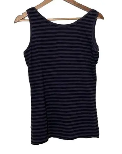 Lands'End  Tank Navy Blue Striped Medium