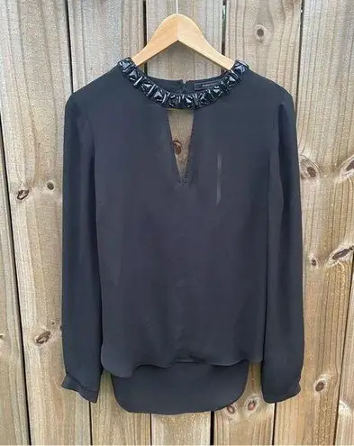 BCBGMAXAZRIA 3/$20  Black Embellished Long Sleeve Blouse