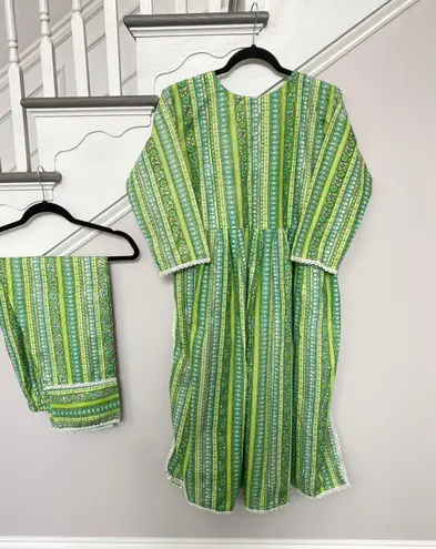 Cotton Nayra Cut Beautiful Kurti Set Indian Women Wedding Wear Ethnic Kurta Set Green Size XL