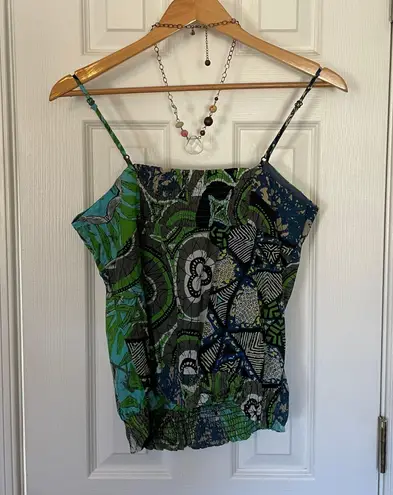 Fire Los Angeles Y2K Fire Tropical Psychedelic Camisole Blouse