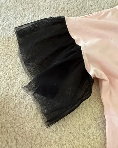 My stat New My Star Woman’s Light Orange Top 100% Cotton With Black Mesh Sleeves, Sz S