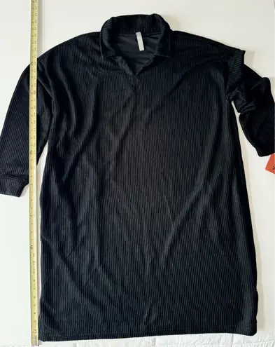 Mondetta Black Collared Long Sleeve Knit Dress size XXL EcoVero Relaxed Fit New