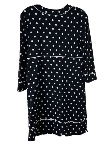 Lands'End  Swim Coverup Dress Size S Jersey Quick Dry 3/4 Sleeve Black White Dot