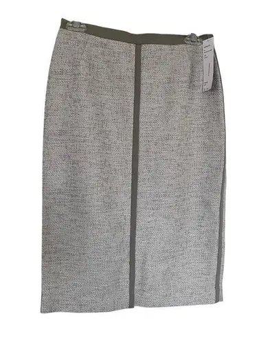 Lafayette 148 New York Mist Gray Linen Blend Straight Pencil Skirt Size 2 NWT