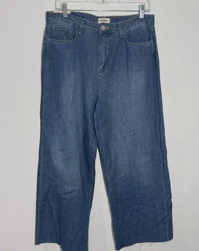 L'Agence NWT Danica High Rise Wide Leg Raw Hem Jeans Size 30