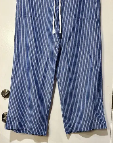 Ralph Lauren Lauren  Black Label Wide Leg Striped Pants Size 14 NWT Linen Blend