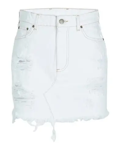 Ser.O.Ya Alli Distressed Mini Denim Skirt Optic White Arizona Size 24 NEW