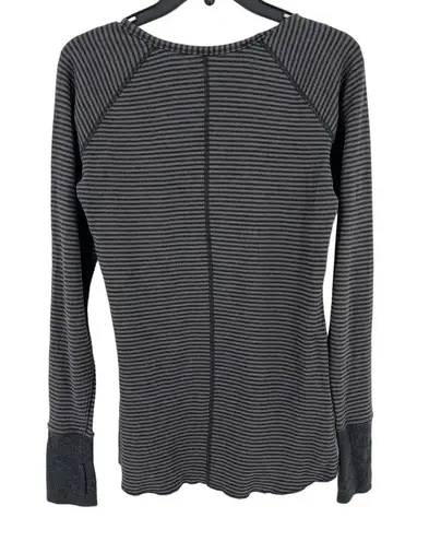 Lululemon  Open Your Heart Reversible Long Sleeve Shirt Size 2 4 Gray Stripe