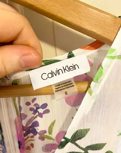 Calvin Klein NWT  floral high-low faux wrap dress