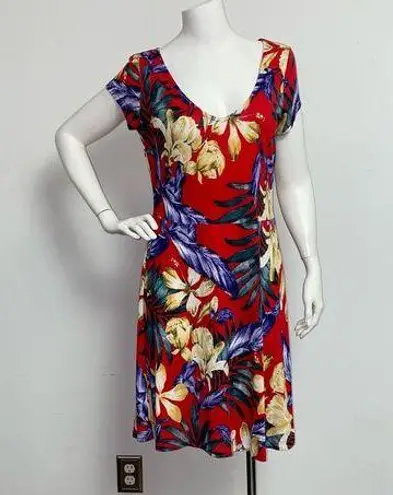 Lascana Venus Red Tropical Floral Dress Fit & Flare Hawaiian Women's Size M Size M