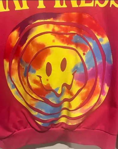 Smiley Face Happiness Graphic Print Sweatshirt XS Pink