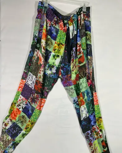 Skye's the Limit Soft Pant Boho Hippie‎ Floral Patchwork W/Pockets LG NEW Green