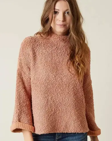 Free People  Peach Nubby Textured Pullover Long Sleeve Cotton Sweater small - Image 1